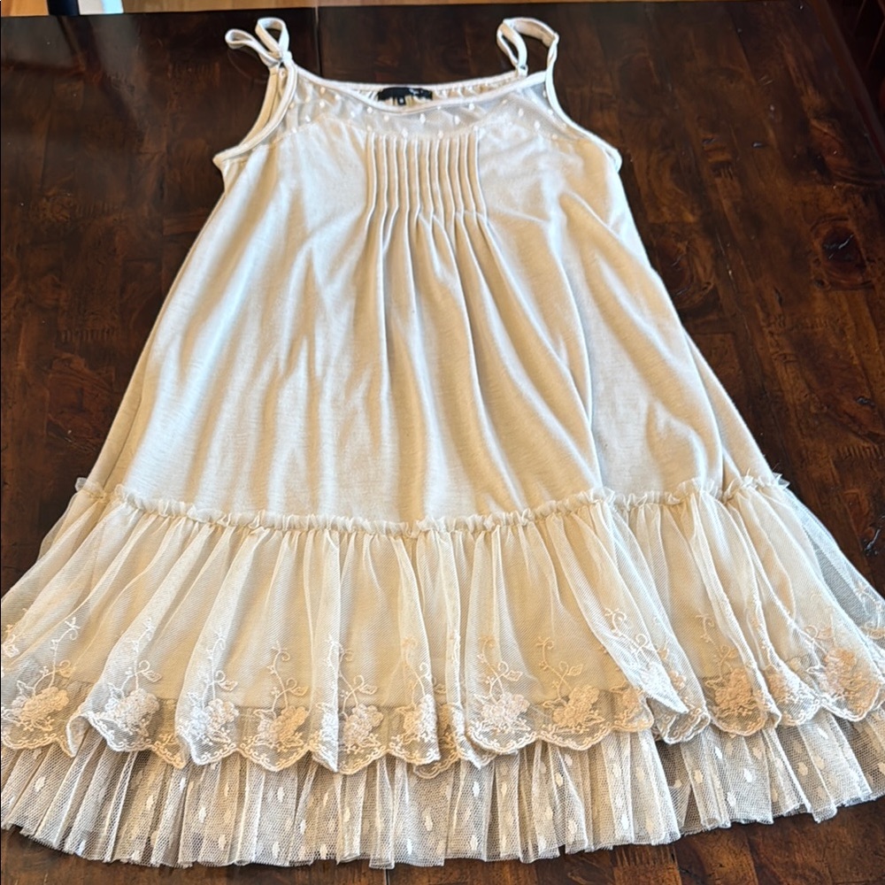 Ryu Cream Lace Trim Casual Dress